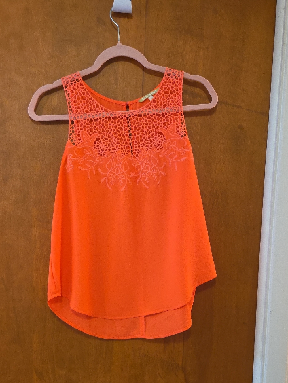 Gianni Bini Neon Pink Crochet Yoke Camisole
